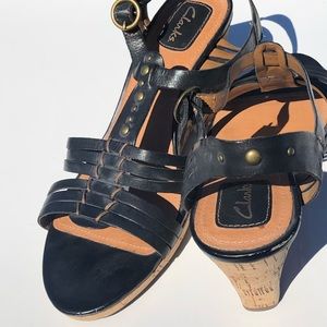 Clark’s Black Sandal Wedges